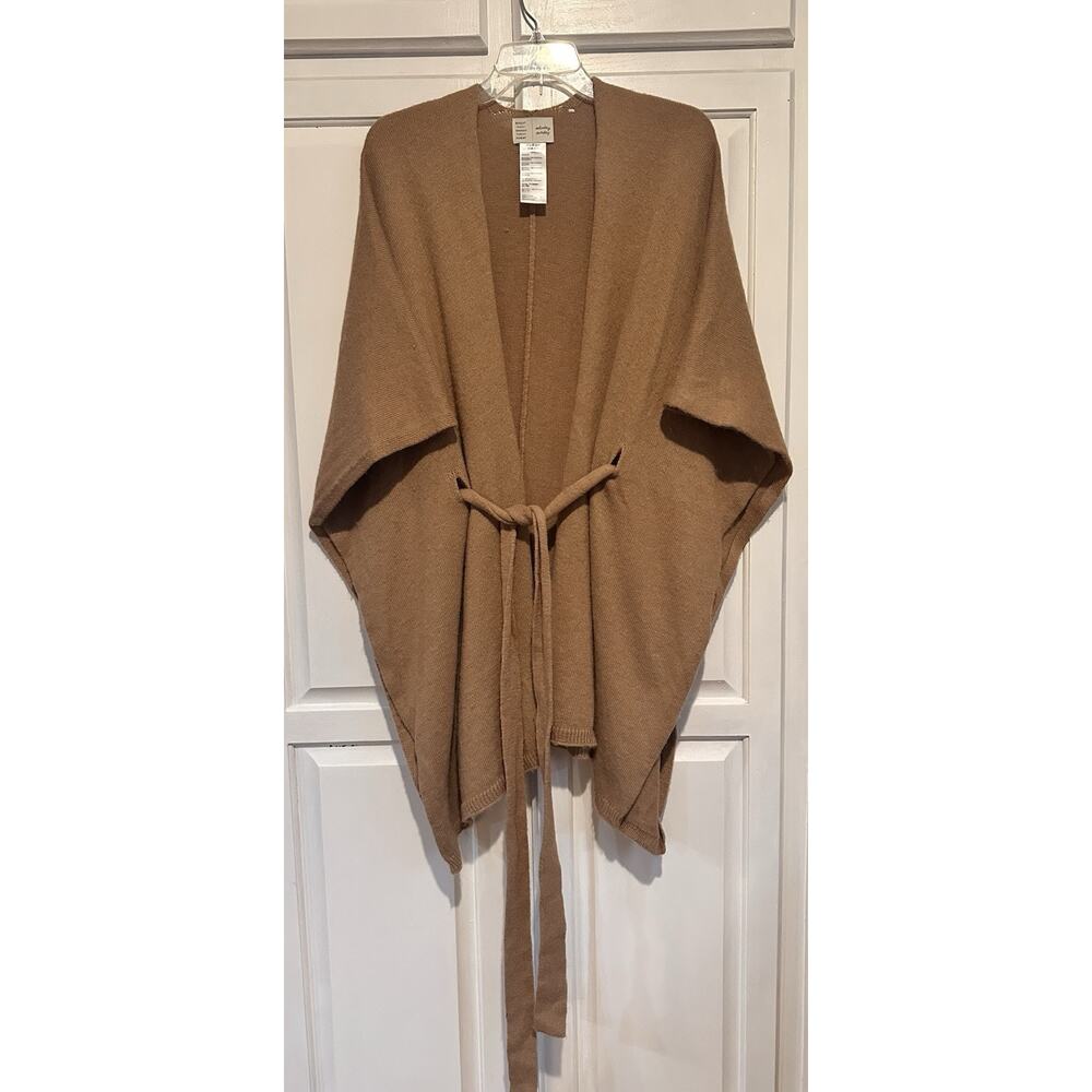 Saturday Sunday Anthropologie Lucia Tied Kimono Cape Poncho Sweater Tan 1Size - Picture 2 of 10